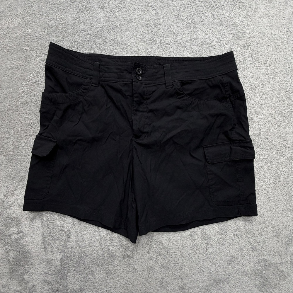 Eddie Bauer Shorts Womens 16 Black Cargo Summer Trail Activewear Pockets